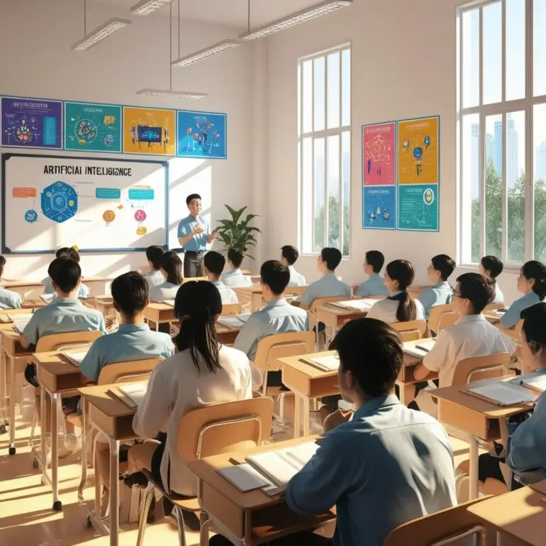 Klassenraum in China mit dem Thema Künstliche Intelligenz