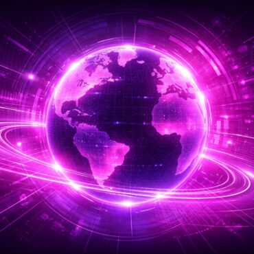 Pinke Weltkugel mit einem Cyber Hintergrund