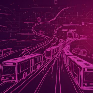 Bus & Bahn gezeichnet in Pink auf Pinkem Hintergrund