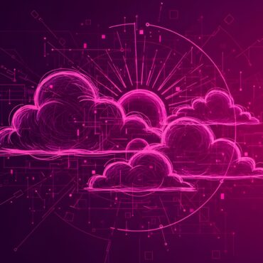 Wolken und Sonne als Symbole auf einem Pinken Hintergrund